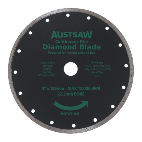 AUSTSAW 125MM( 5IN) DIAMOND BLADE 22.2MM BORE CONTINUOUS RIM